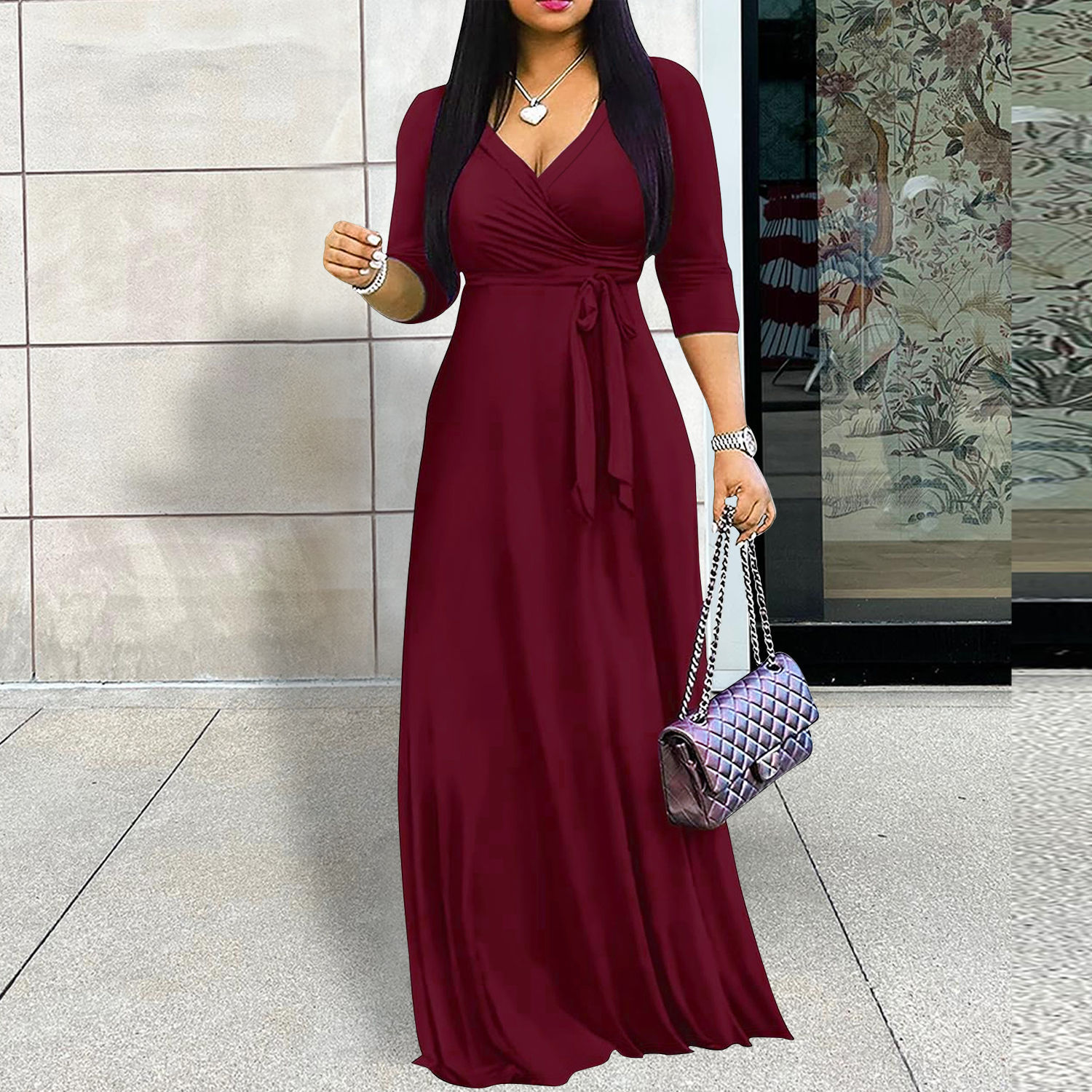 Half-Sleeve V-Neck, Waist-Cinching