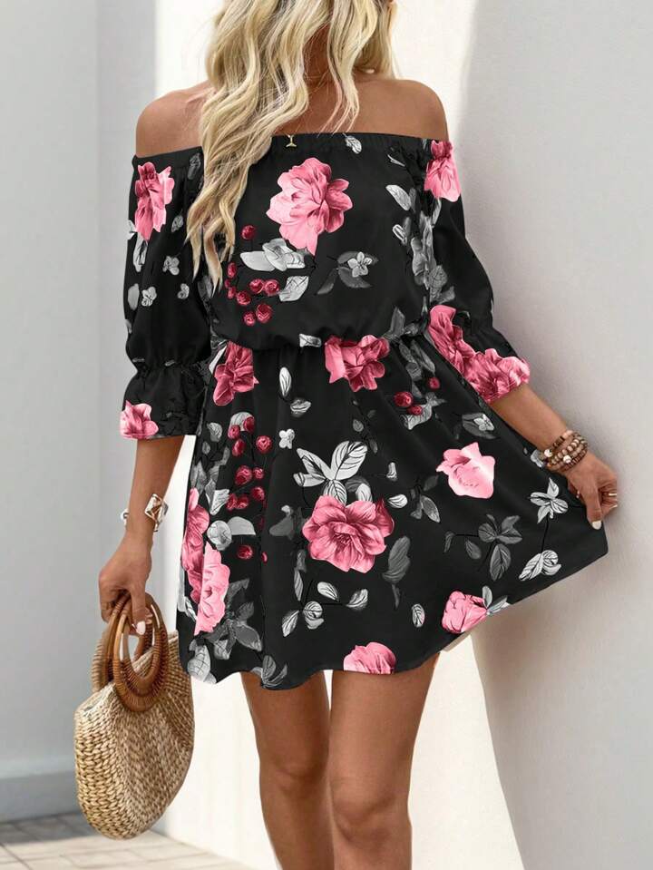 Floral Printed Short Strapless - Image 4